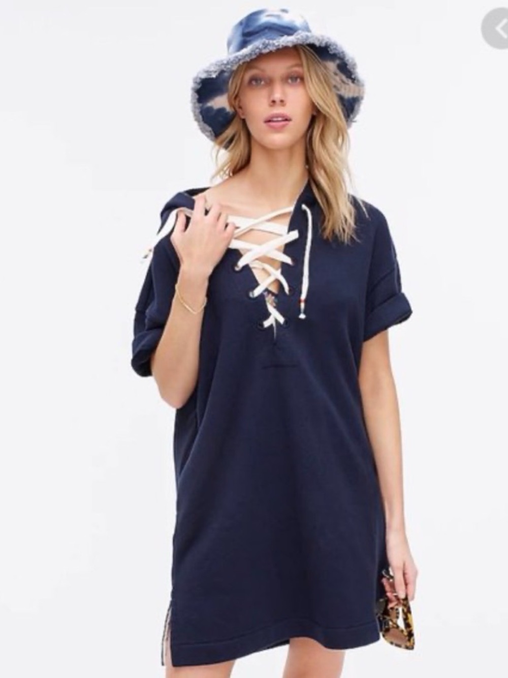 J.Crew Terry lace-up hooded dress XS